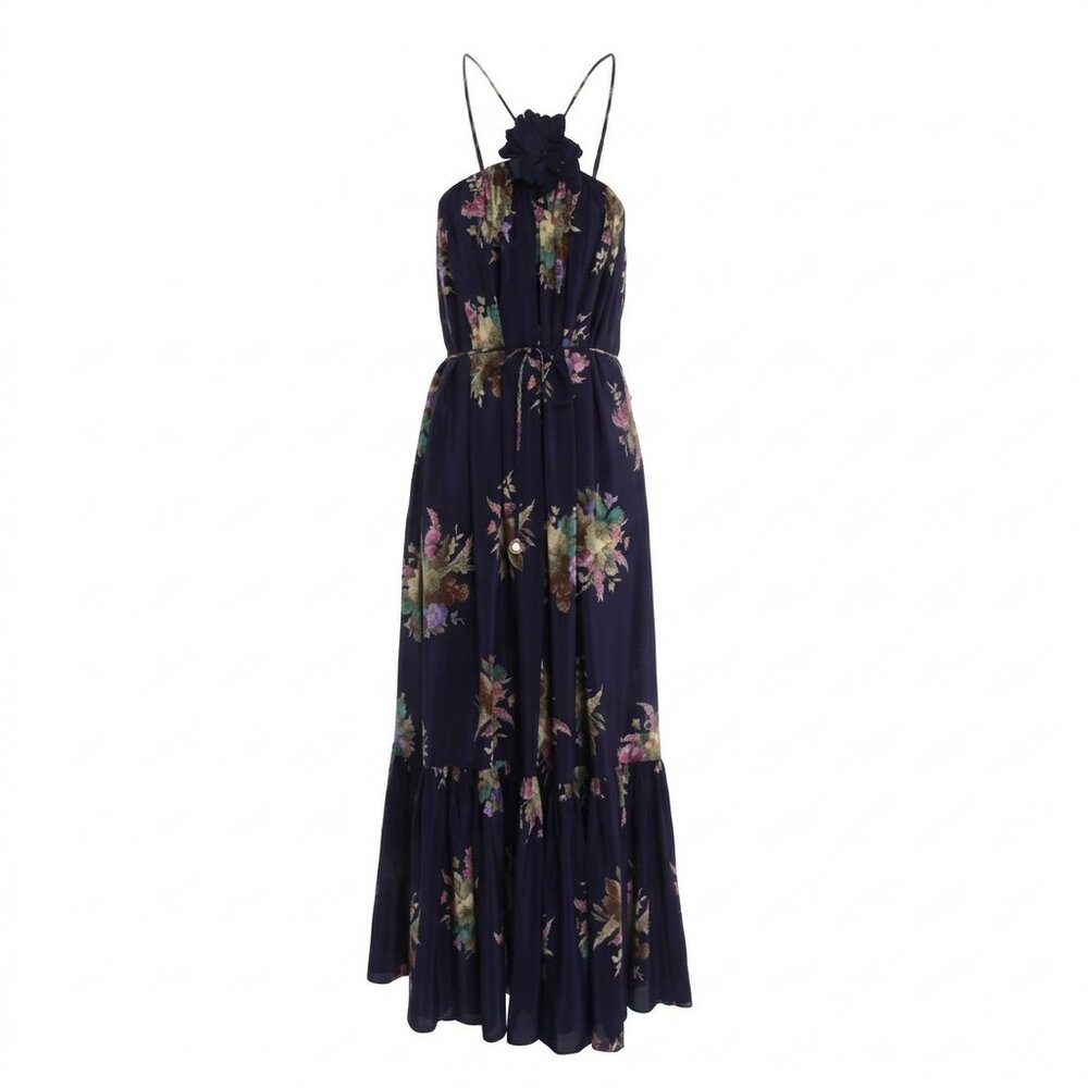 Halter Neck Floral-print Women's Dress